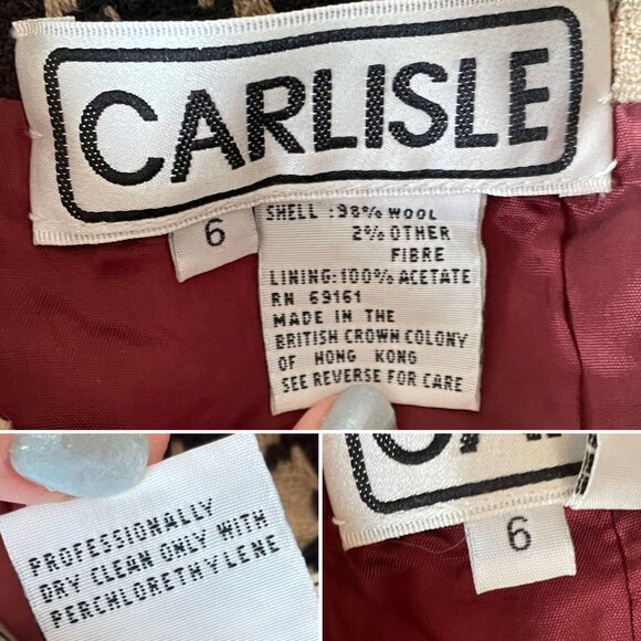 Carlisle Vintage Houndstooth Wool Blend Blazer Womens Sz 6 Jacket Professional - Picture 7 of 12